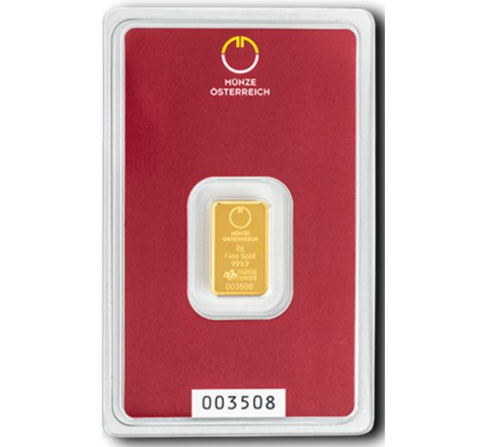 2g Gold Bar Austrian Mint