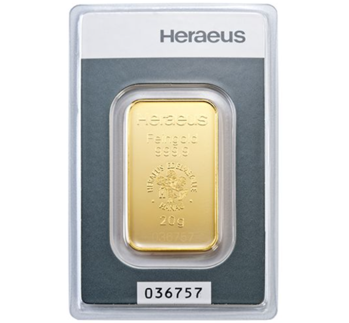 20g Gold Bar Heraeus