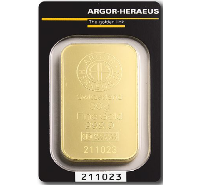 50 g Gold Bar Argor Heraeus