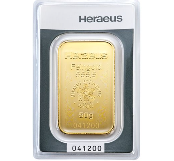 50 g Gold Bar Heraeus