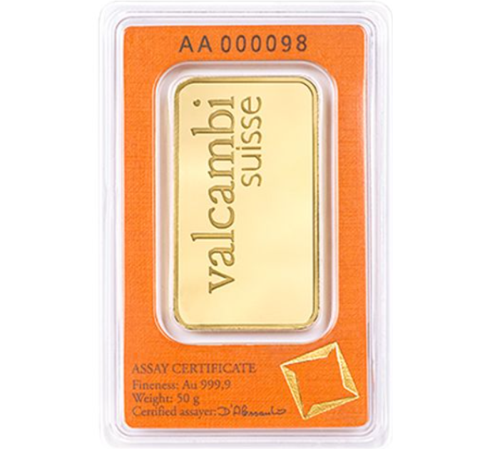 50 g Gold Bar Valcambi