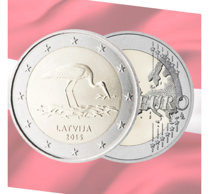Latvia 2 euro UNC 2015 - Stork