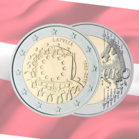 Läti 2 eurot UNC 2015 – 30 aastat ELi lippu