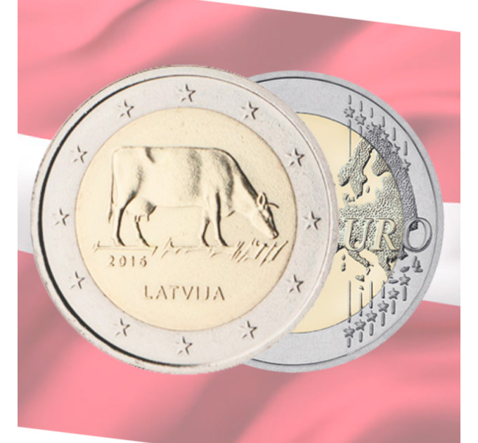 Latvia 2 euro UNC 2016 - Dairy Farming - Cow