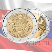 Slovakkia 2 eurot UNC 2012 – 10 aastat euro sularaha