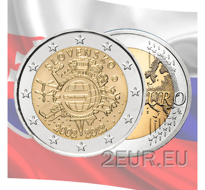 Slovakia 2 euro UNC 2012 - 10 Years of Euro Cash