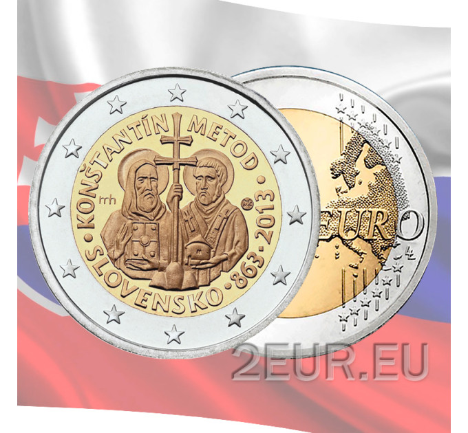 Slovakia 2 euro UNC 2013 - 1150th Anniversary of the Advent of St. Cyrillus and Methodius in Great Moravia