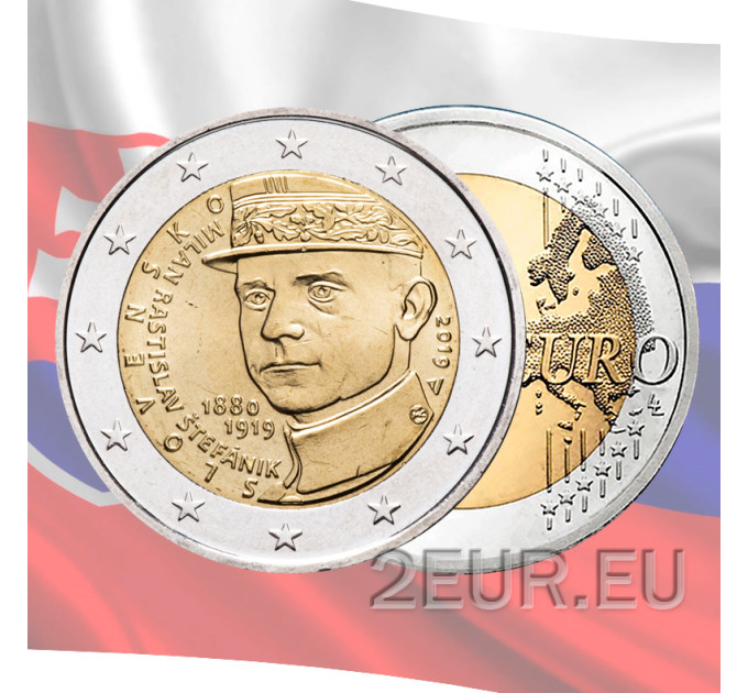 Slovakia 2 euro UNC 2019 - 100th Anniversary of the Death of Milan Rastislav Stefanik