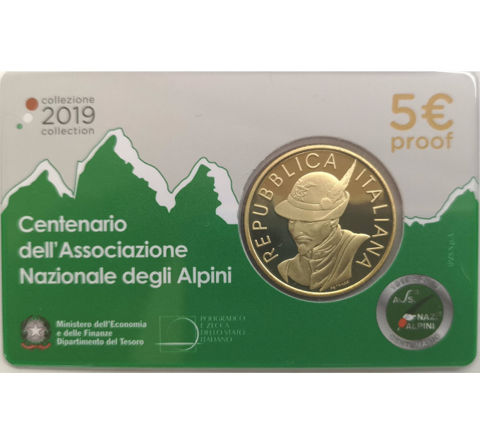 Italy 5 euro silver BU 2019 - Centenary of the National Alpine Association