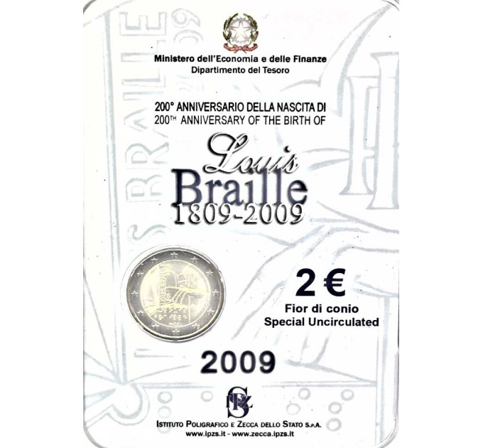 Italy 2 euro BU 2009 - 200th Anniversary of the Birth of Louis Braille