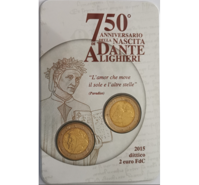Italy 2 euro BU 2015 - 750TH ANNIVERSARY OF DANTE ALIGHIERI