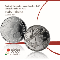 Itaalia Euro komplekt BU + 5 euro hõbemünt 2023 - Italo Calvino 100. sünniaastapäev